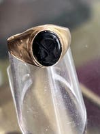 Zegelring - 18 karaat Geel goud Onyx, Sieraden, Tassen en Uiterlijk, Antieke sieraden
