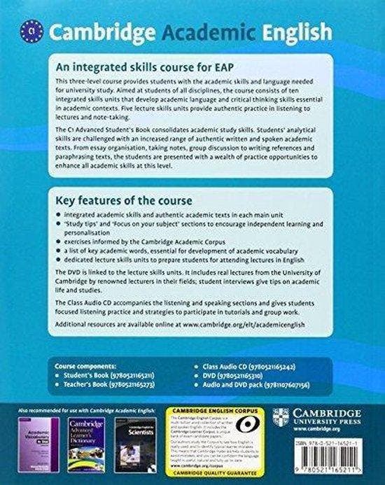 Cambridge Academic English C1 - Adv students book, Boeken, Taal | Engels, Gelezen, Verzenden