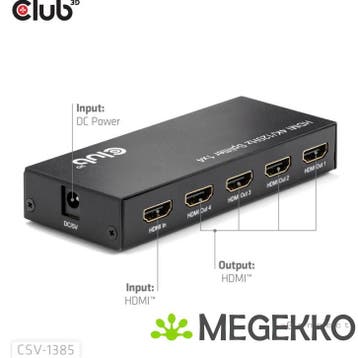 CLUB3D 1 to 4 HDMITM Splitter 4K120Hz, Computers en Software, Verzenden, Nieuw