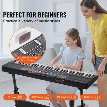 Digitale Keyboard Piano 61 Toetsen - Draagbaar, 200 Tones &, Muziek en Instrumenten, Bladmuziek, Verzenden