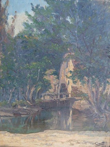 Franse school (XX) - Impressionistisch landschap - Molen te