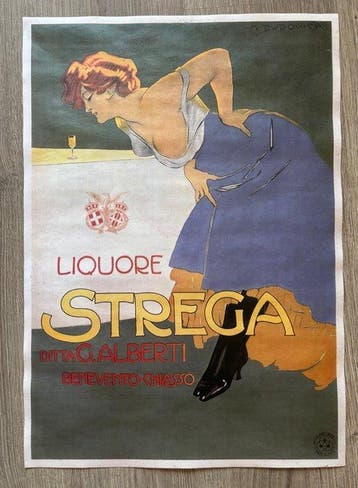 Marcello Dudovich - Manifesto Liberty Art Nouveau – Liquore, Antiek en Kunst, Kunst | Tekeningen en Foto's