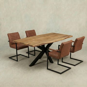 Acaciahouten Eettafel Rechthoek Edge 220x100 cm, Huis en Inrichting, Verzenden, Nieuw, Industriële meubels, Rechthoekig