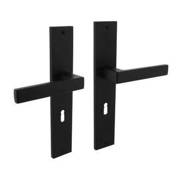 Deurklink Hera op schild sleutelgat 56mm mat zwart - deur..., Ophalen of Verzenden, Nieuw, Overige materialen, Klink of Kruk
