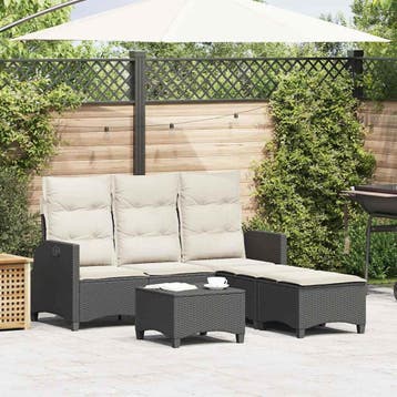 vidaXL 3-delige Tuinbankstel met kussens L-vormig poly, Verzenden, Nieuw