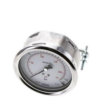 0...16 Bar (0..232 psi) Paneelmontage Manometer Staal/Brons, Verzenden, Nieuw