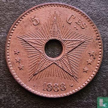 Kongo-Vrijstaat 5 centimes 1888, Verzenden, Overige landen, Losse munt