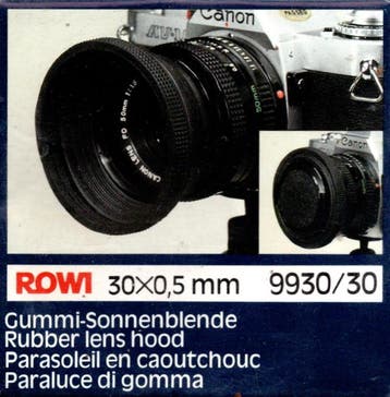 Rowi 9930/30 Rubberen Lens Hood Zonnekap 30x0.5mm (Nieuw), Verzenden, Nieuw