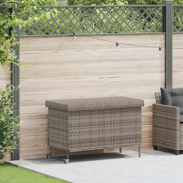 vidaXL Tuinbox met wielen 110x55x73 cm poly rattan grijs, Verzenden, Nieuw