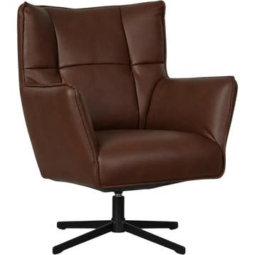 Leren draaifauteuil Lovely - Granada Cognac (donkercognac), Nieuw, Ophalen of Verzenden, 75 tot 100 cm, Eigentijds, Modern, Retro, Vintage