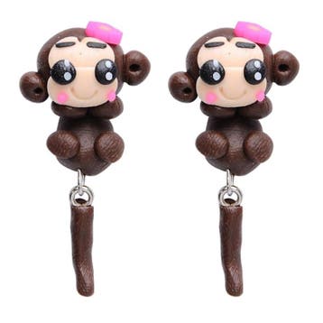 Fako Bijoux - Oorbellen - Dansend Aapje - Bruin, Verzenden, Nieuw