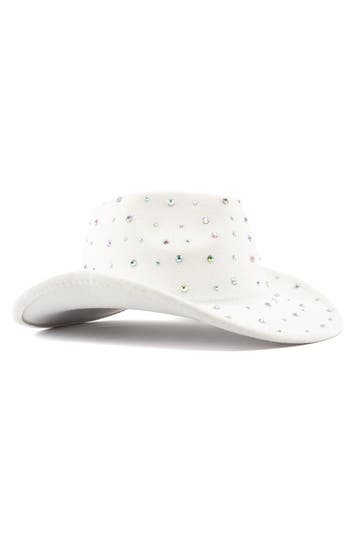 KIMU® Cowboyhoed Wit Steentjes Cowgirl Western Hoed Witte Co, Ophalen of Verzenden, Nieuw, Carnaval