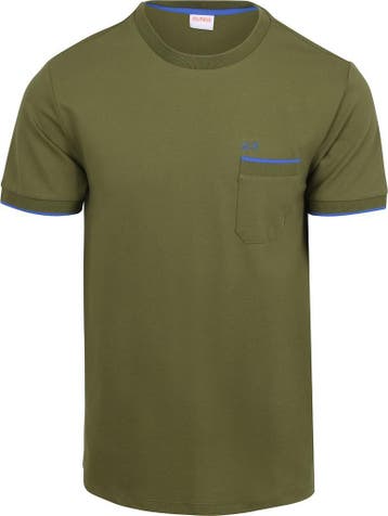 Sun68 Piqué T-Shirt Fluo Stripe Army maat M Heren, Nieuw, Verzenden, Maat 48/50 (M), Sun68