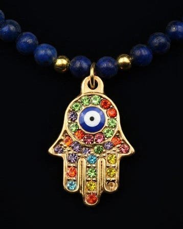 Lapis lazuli - Hanger Hand van Fatima - Beschermt tegen pech
