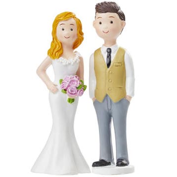 Taarttopper Bruidspaar Handen in Zakken Polystone 8,5cm, Verzenden, Nieuw