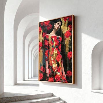 Iconica - Golden Dripping Roses - unique 1/1 XXL (150 x 100