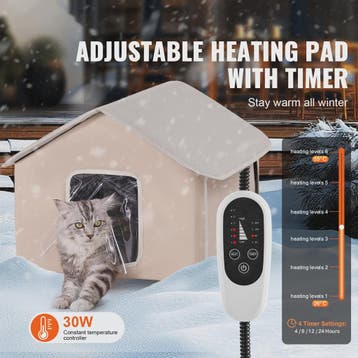 Verwarmd Kattenhuis Buiten - Waterdicht, Verstelbare Tempera, Verzenden, Nieuw