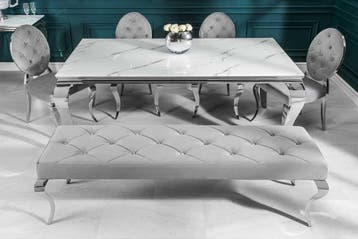 Design eettafel MODERN BAROK 180 cm wit chroom glazen blad, Ophalen of Verzenden, Nieuw