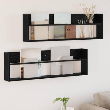 vidaXL Tijdschrift Rek 2 st Zwart Eiken 100 x 12 x 30 cm, Verzenden, Nieuw
