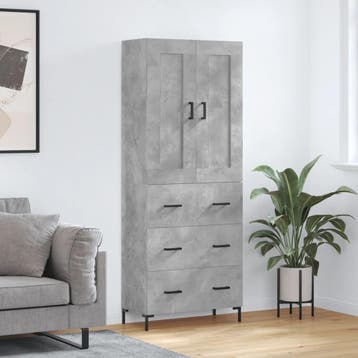 vidaXL buffetkast 69,5x34x180 cm bewerkt hout betongrijs, Minder dan 50 cm, Verzenden, Nieuw, Minder dan 100 cm