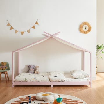 Kinderbed Brome huisbed 90x200 cm roze [en.casa], Verzenden, Nieuw