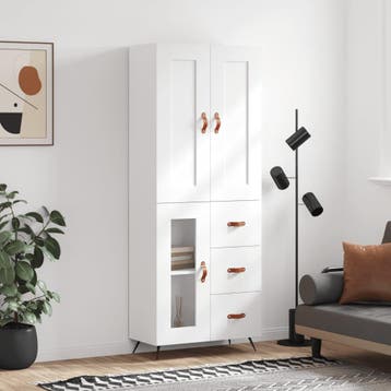 vidaXL buffetkast 69,5x34x180 cm bewerkt hout wit, Minder dan 50 cm, Verzenden, Nieuw, Minder dan 100 cm