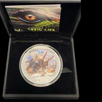 Liberia. 20 Dollars 2025 TRICERATOPS Jurassic Life 2 Oz
