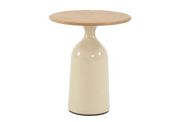 4SO June koffietafel Ø45 cm. - Teak/Cream, Verzenden, Nieuw, Rond, Hout