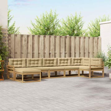vidaXL Buiten bankenset 7 st Wit en Beige, Verzenden, Nieuw