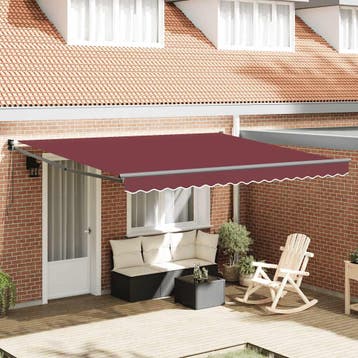 vidaXL Handmatige Zonnescherm 4 x 3 m Bordeauxrood 100%, Verzenden, Nieuw