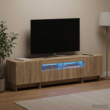 vidaXL 3-delige LED TV-kast EDE Sonoma Eiken Bewerkt hout, Minder dan 50 cm, Verzenden, Nieuw, Minder dan 100 cm