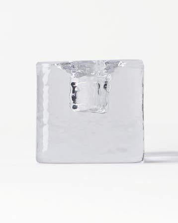 HEMA Kandelaar 5x5cm Kub glas gehamerd transparant, Verzenden, Nieuw
