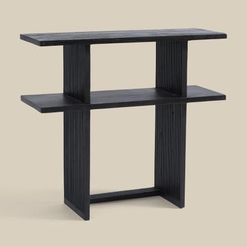 *WOONWINKEL* Zwarte Sidetable Teak Latjes, Verzenden, Nieuw