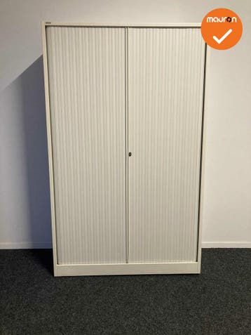 Roldeurkast - Ahrend - 195x120x45cm - wit met witte roldeure, Werkplek, Ophalen of Verzenden, Gebruikt, Kast