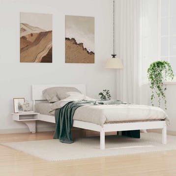 vidaXL Bedframe met hoofdeinde Wit 90 x 190 cm Massief, Verzenden, Nieuw, Wit, Hout