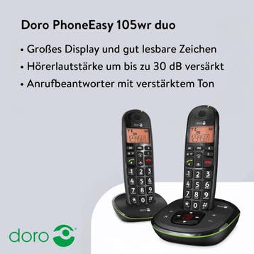 Doro PhoneEasy 105wr Duo draadloze telefoon met handset incl, Telecommunicatie, Verzenden, Zo goed als nieuw