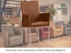 Leren eetkamerstoel Comfort met wieltjes en armleuning -, Huis en Inrichting, Bruin, Nieuw, Leer, Ophalen of Verzenden