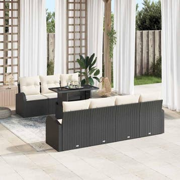 vidaXL Tuin Sofa Set 8 st Zwart Poly Rattan, Verzenden, Nieuw, Rotan, 8 zitplaatsen