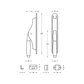 Intersteel pomp-espagnolet Ton 400 - chroom mat/ebbenhout, Verzenden, Nieuw