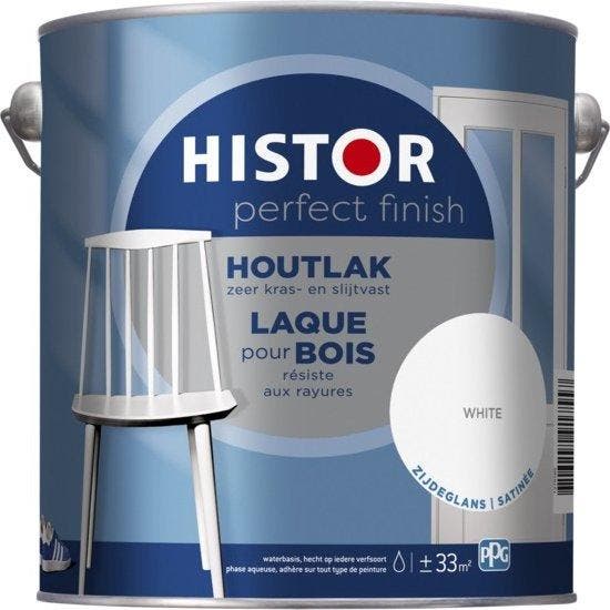 Histor Perfect Finish Houtlak Zijdeglans Wit 2.5L, Doe-het-zelf en Verbouw, Verf, Beits en Lak, Lak, Wit, Nieuw, Minder dan 5 liter