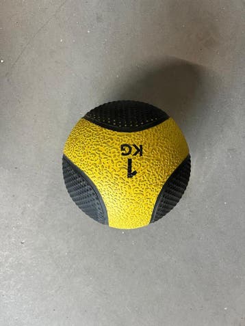 Tunturi Medicine Ball - Medicijnbal - Wall Ball - 1kg - Geel, Sport en Fitness, Fitnessmaterialen, Ophalen, Nieuw, Benen, Overige typen