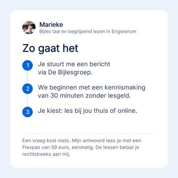 Marieke geeft bijles taal en begrijpend lezen in Engwierum, Privéles, Bijles
