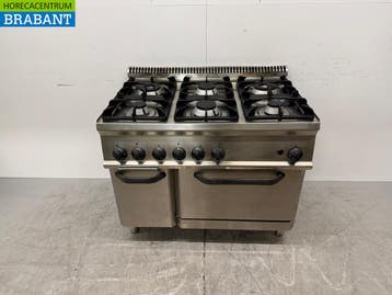 RVS Tecnoinox 6 Pits Gasfornuis met oven 4 x 2/1 GN 105 cm, Ophalen of Verzenden, Gebruikt