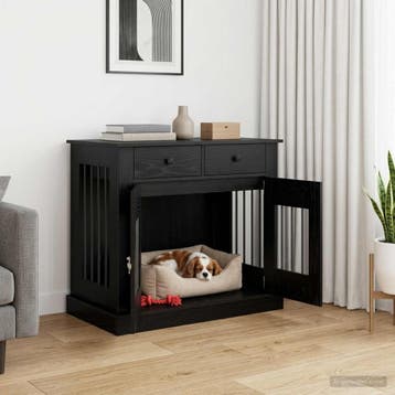 vidaXL Hond Bench Meubel Zwart eiken 90 x 47,5 x 80 cm, Verzenden, Nieuw
