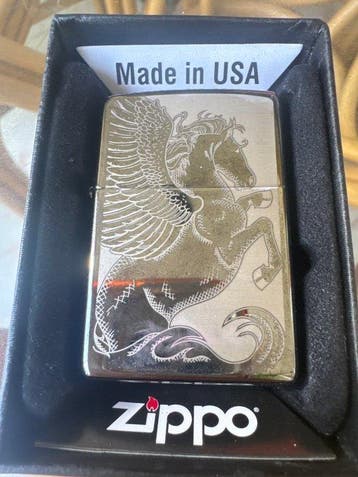 Zippo - Pegasus - Zonder minimumprijs - Aansteker - Staal, Verzamelen, Nieuw