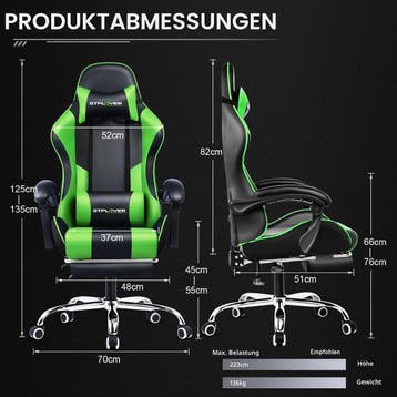 GTPLAYER Bureaustoel, gamingstoel, ergonomische gamerstoel m, Verzenden, Zo goed als nieuw