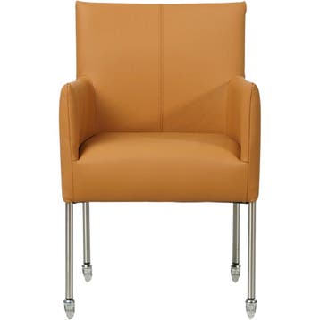 Set van 6 Leren eetkamerstoelen Desire - Toledo Sabbia, Huis en Inrichting, Stoelen, Ophalen of Verzenden, Nieuw, Leer