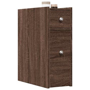 vidaXL Badkamerkast smal met wielen bewerkt hout bruin, Verzenden, Nieuw