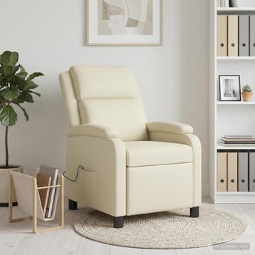 vidaXL Massage Recliner Crèmekleurig Kunstleer, Huis en Inrichting, Verzenden, Nieuw
