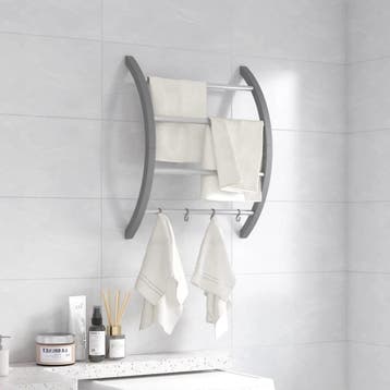 vidaXL Handdoekenrek met haken 56x16x72 cm aluminium, Verzenden, Nieuw